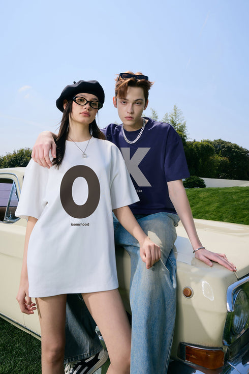 Simple Letter Flocking Cool All-Match Loose Short-Sleeved T-Shirt